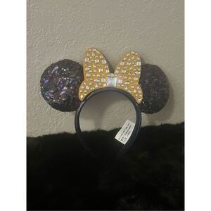 Disney Parks Gold Bow 50th Anniversary WDW Minnie  Ears Jeweled Headband